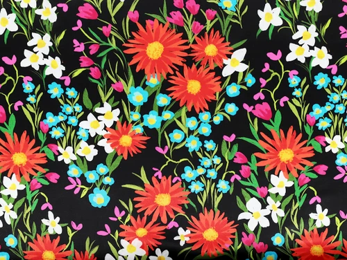 Dressmaking Fabric | Lara Floral Viscose ECOVERO™ Satin - Black | Fabric Godmother