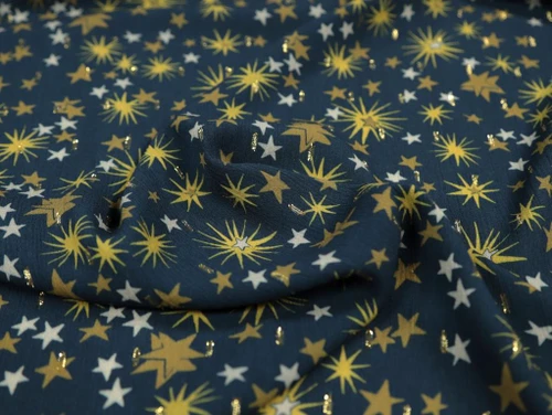 Dressmaking Fabric | Cosmos Metallic Dobby Viscose - Navy | Fabric Godmother 