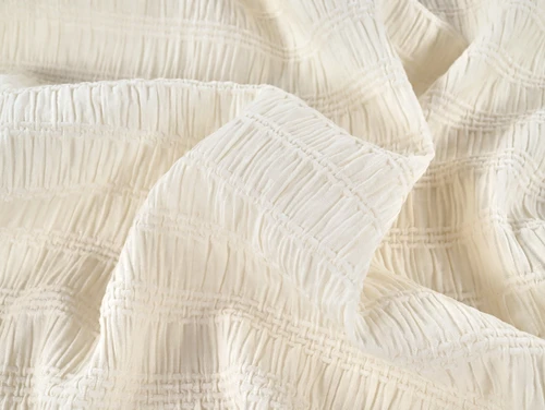 Dressmaking Fabric | Eladia Chenille Jacquard - Cream | Fabric Godmother 