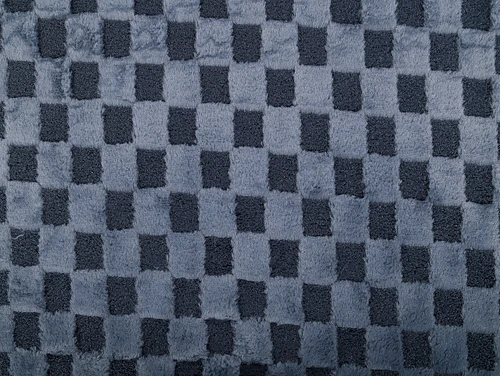 Dressmaking Fabric | Muriel Check Faux Fur - Petrol Blue | Fabric Godmother 