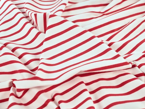 Dressmaking Fabric | Pierre Stripe Cotton Jersey -  Red & White | Fabric Godmother