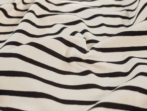 Dressmaking Fabric | Pierre Stripe Cotton Jersey -  Black & Ecru | Fabric Godmother