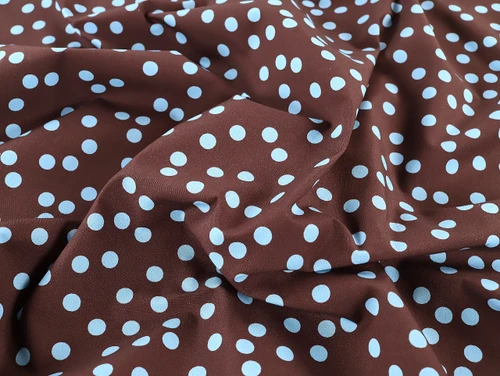 Dressmaking Fabric | Vivian Spot Cotton Poplin -  Chocolate & Periwinkle | Fabric Godmother