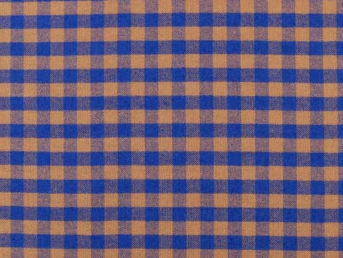 Dressmaking Fabric | Ambrose Check Brushed Cotton Mix - Cobalt & Brown | Fabric Godmother