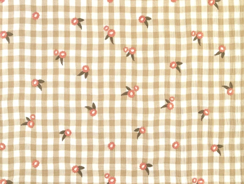 (1.60m) Maia Embroidered Check Double Gauze - Ivory