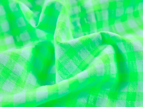 Dressmaking Fabric | Gwyneth Neon Gingham Cotton Seersucker - Lime & Sky | Fabric Godmother 
