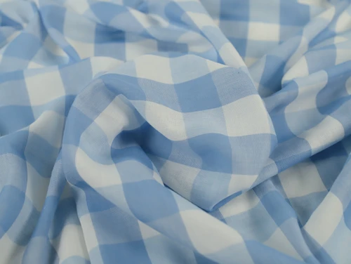 Dressmaking Fabric | Jonas Gingham Double Cotton Voile - Blue | Fabric Godmother