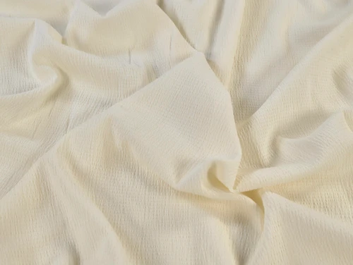 Dressmaking Fabric |Nadia Cotton Mix Seersucker - Ivory| Fabric Godmother