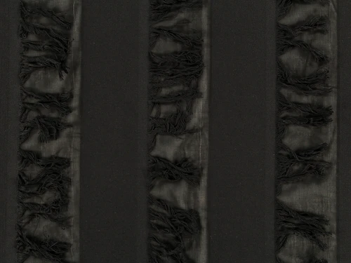 Dressmaking Fabric | Vita Stripe Fringed Cotton -  Black | Fabric Godmother