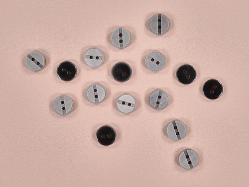 Haberdashery | Stripe Middle Button - 13mm - Grey | Fabric Godmother