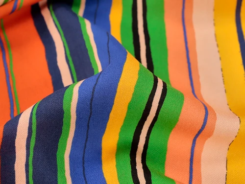 Dressmaking Fabric  | Calypso Stripe Viscose Twill - Multi | Fabric Godmother 