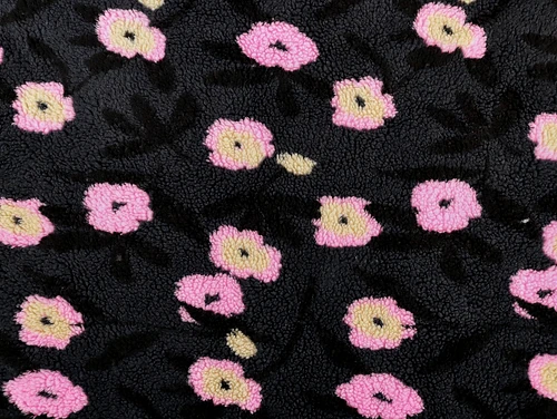 Dressmaking Fabric | Angela Sherpa Fleece - Grey & Pink | Fabric Godmother