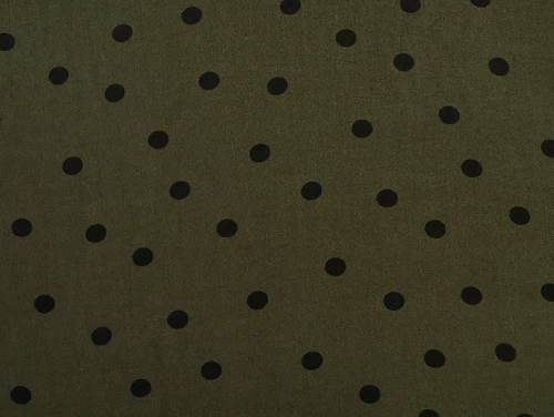 Dressmaking Fabric | Godey Polka Dot Viscose Crepe - Dark Olive & Black | Fabric Godmother