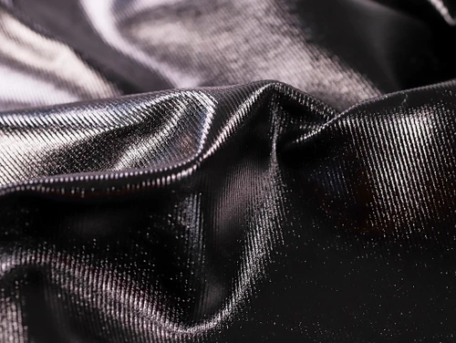 Dressmaking Fabric | Metallic Coated Denim - Black | Fabric Godmother 