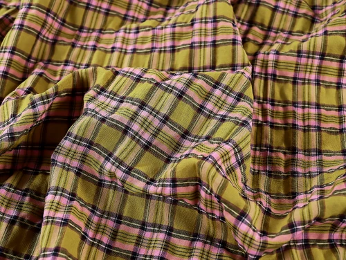 Dressmaking Fabric | Callen Check Seersucker -  Olive | Fabric Godmother 