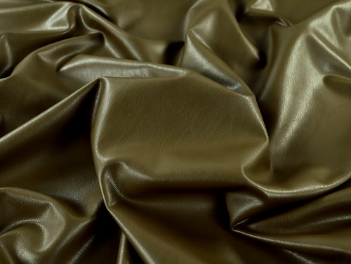 Dressmaking Fabric | Marianne Stretch Faux Leather - Deep Olive | Fabric Godmother