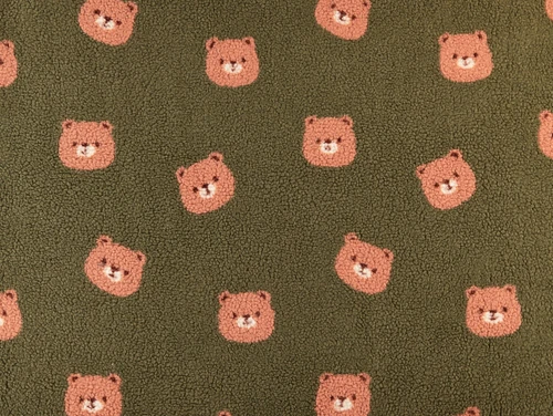 Dressmaking Fabric | Miska Teddy Bear Sherpa - Green | Fabric Godmother 