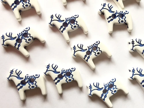 Haberdashery | Dala Horse Button - 18mm - White | Fabric Godmother 