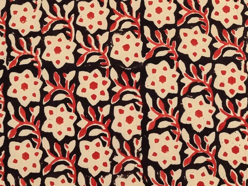 Dressmaking Fabric | Leela Floral  Cotton Block Print - Rust | Fabric Godmother 