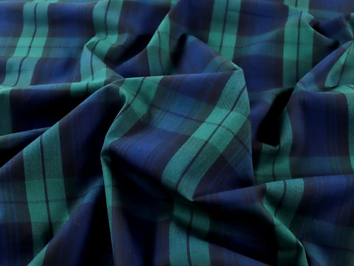 Dressmaking Fabrics | Irvin Black Watch Tartan Cotton - Green & Navy | Fabric Godmother 