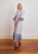 Dressmaking Fabric | Gwynn Stripe Embroidered Border Cotton - Blue | Fabric Godmother 
