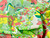 Dressmaking Fabric  | Tropics Green & Pink Stretch Cotton - Ivory | Fabric Godmother 