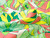 Dressmaking Fabric  | Tropics Green & Pink Stretch Cotton - Ivory | Fabric Godmother 