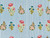 Dressmaking Fabric | Ana Floral Stripe Hand Block Print - Blue | Fabric Godmother 