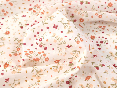 Dressmaking Fabric | Ida Floral Dobby Cotton Voile - Ivory | Fabric ...