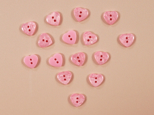 Haberdashery | Sweet Heart Button - 13mm - Pink | Fabric Godmother