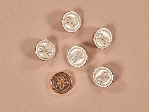 Haberdashery | Bow Metal Shank Buttons 18mm - Cream & Gold | Fabric ...