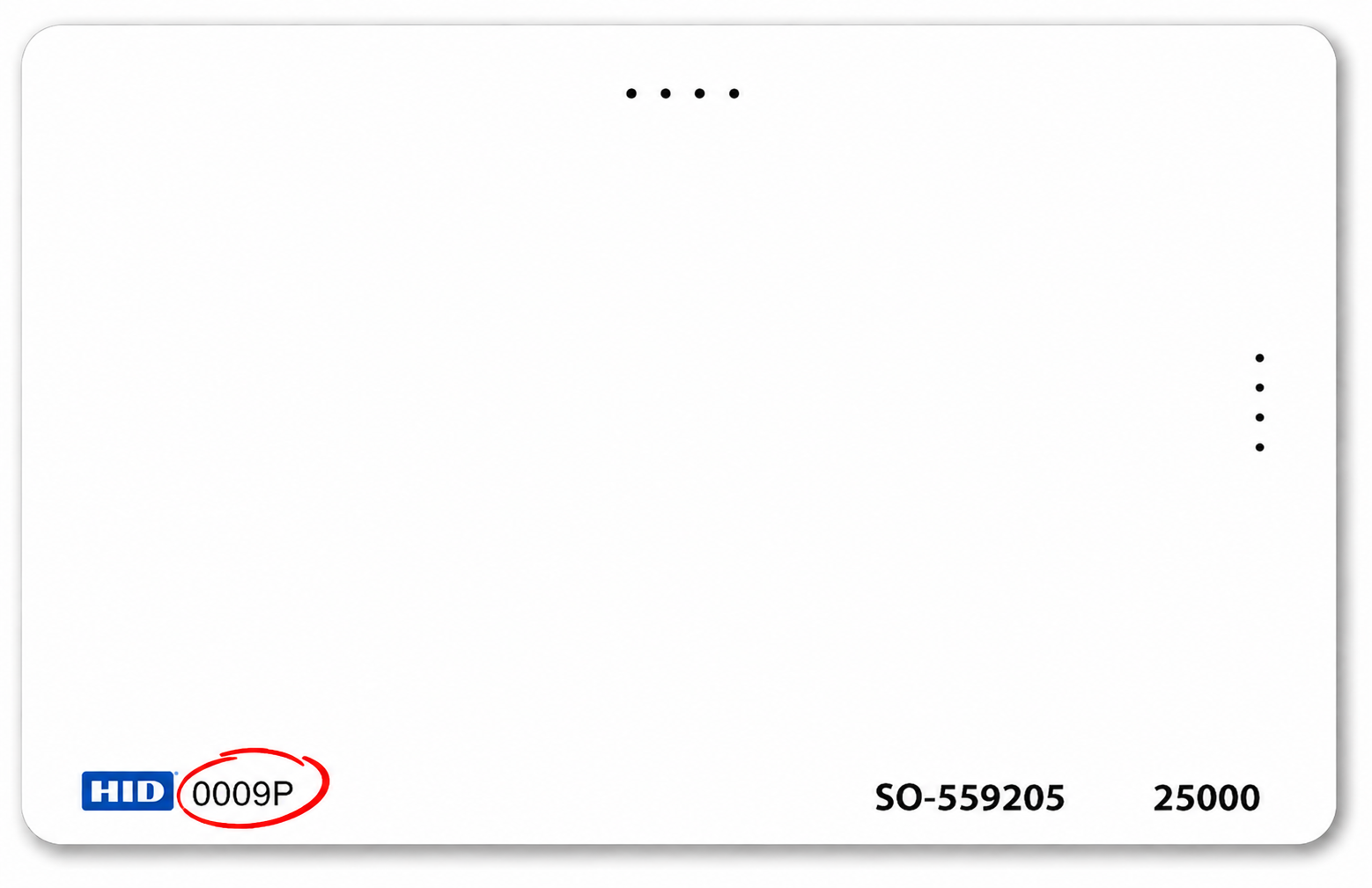 HID 0009P marking on ISOProx II imageable proximity card
