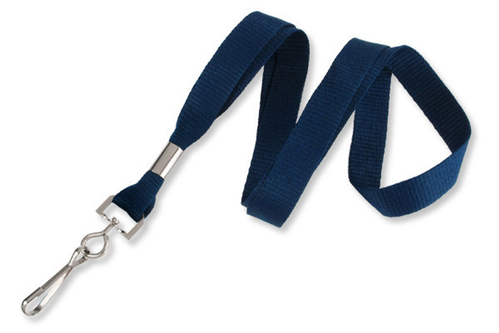 LANYARD STANDARD, NAVY, 5/8 FLAT WOVEN LANYARD W/NICKEL PLATED STEEL  SWIVEL HOOK