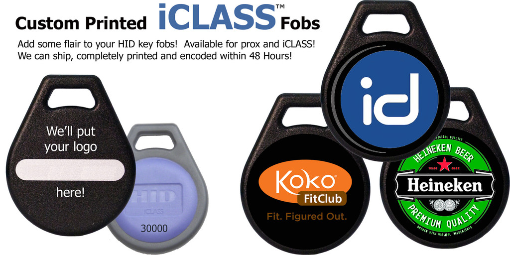 Custom-Printed HID iCLASS Key Fob - 2050PNNMN, Format H10301