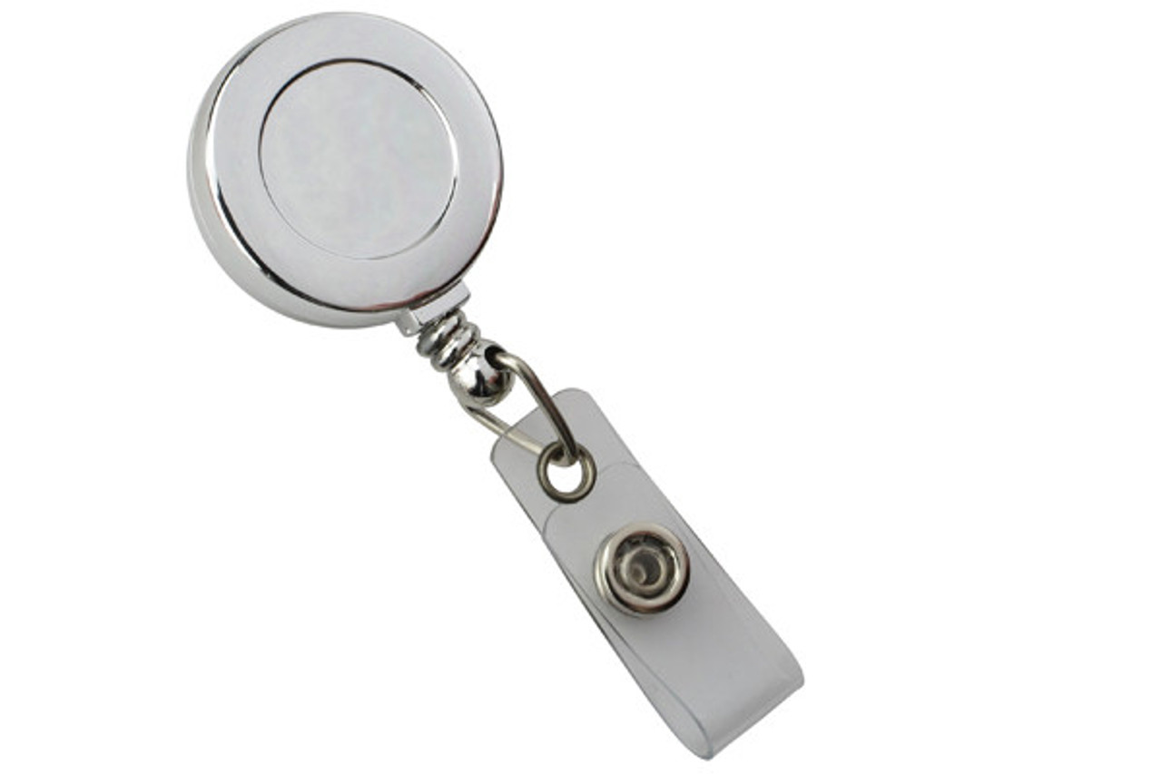 BRADY | CHROME, Plastic Badge Reel with Clear Vinyl Strap & Belt Clip (100  Reels)