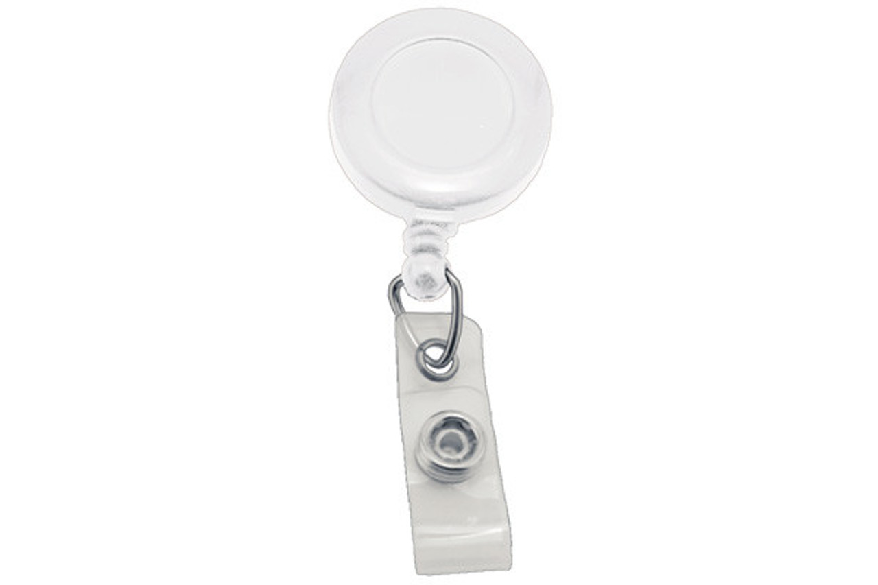 Brady | White Round Badge ID Reel With Strap And Slide Clip (100 Reels)