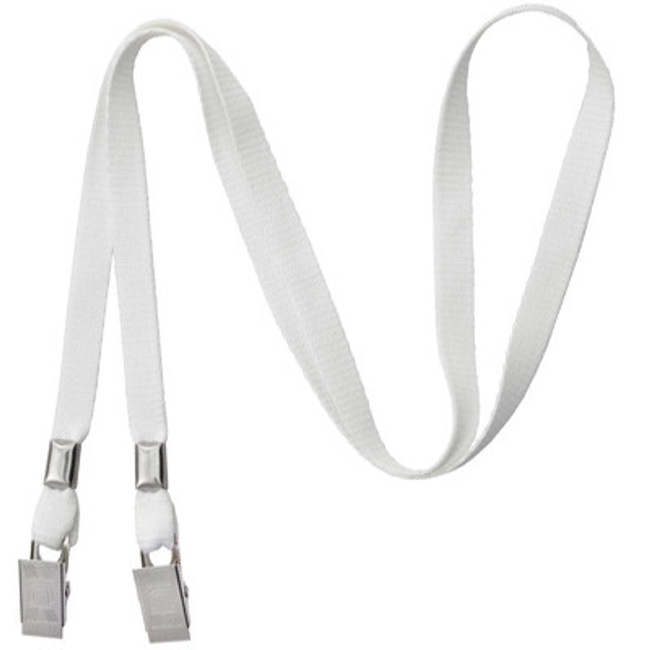 White 3/8 Open Ended Lanyard with Two Bulldog Clips, Ideal for Holding Face Masks (100 Lanyards)