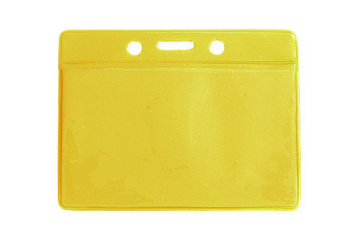 BRADY | 1820-2009 Clear Vinyl Horizontal Badge Holder with YELLOW Color Back, 3.5" x 2.13" (100 Holders)