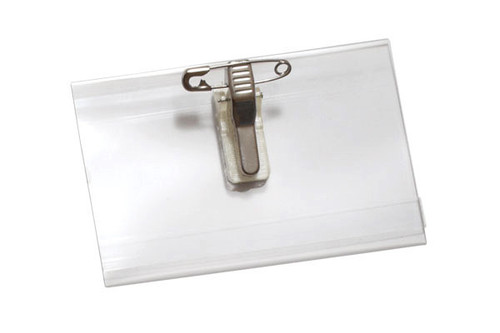 BRADY | 1825-2555 Clear Rigid Vinyl Horizontal Name Tag Holder with Pin/Clip Combo, 4" x 2.5" (100 Holders)