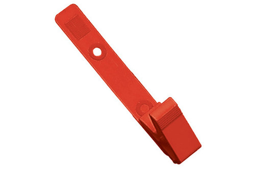 BRADY | Red Plastic Strap Clip with Knurled Thumb-Grip (100 Clips)