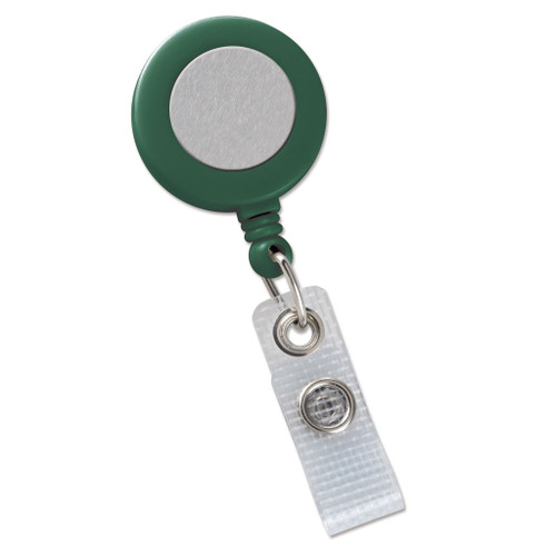 BRADY | Green Badge Reel with Silver Sticker, Reinforced Vinyl Strap & Belt Clip (100)