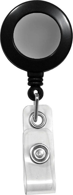 BRADY | Black Badge Reel with Silver Sticker, Clear Vinyl Strap & Belt Clip (100)