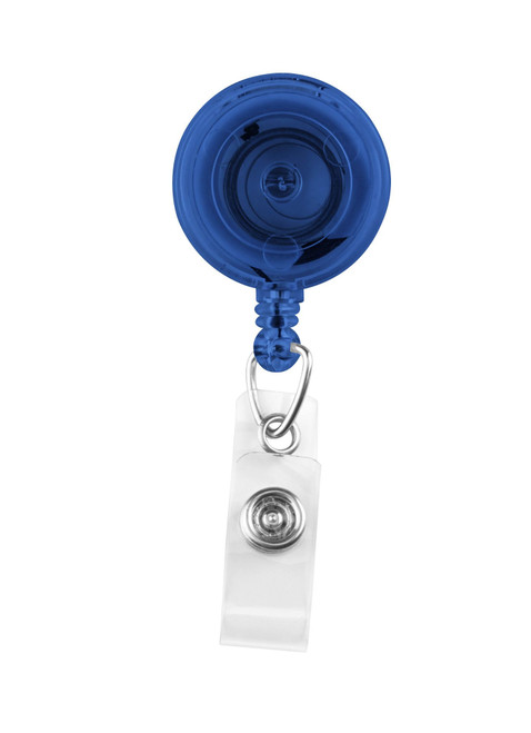 Translucent Blue Badge Reel with Clear Vinyl Strap & Spring Clip