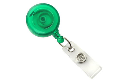 Translucent Green Badge Reel with Clear Vinyl Strap & Spring Clip