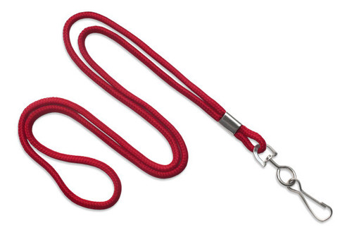 Brady | Red Round 1/8" (3 mm) Standard with Nickel Plated Steel Swivel Hook, 100 Lanyards