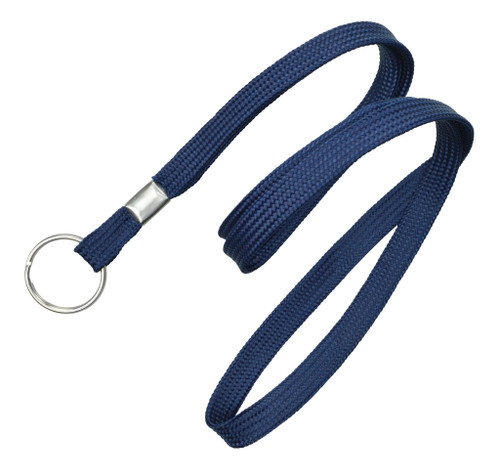 Brady | Navy Blue 3/8" (10 mm) Lanyard with Nickel-Plated Steel Split Ring (100 lanyards)