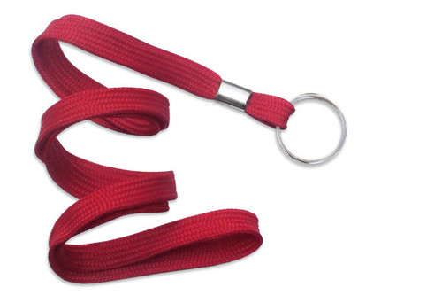 Brady | Red  3/8" (10 mm) Lanyard with Nickel-Plated Steel Split Ring (100 lanyards)