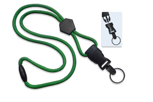 Brady | Green 1/4" (6 mm) Lanyard with Diamond Slider & DTACH Split Ring (100 Lanyards)