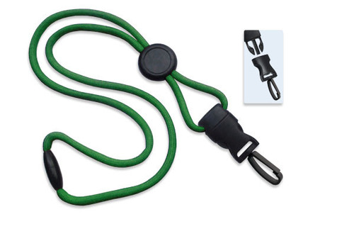 Brady | Green 1/4" (6 mm) Lanyard with Round Slider & DTACH Plastic Swivel Hook (100 Lanyards)