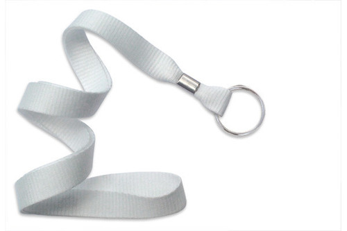 Brady | White 5/8" (16 mm) Lanyard with Nickel-Plated Steel Split Ring (100 Lanyards)